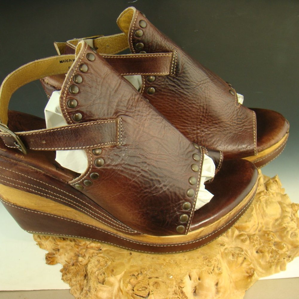 Bed Stu Leather Platform Wedge sandal sz 8